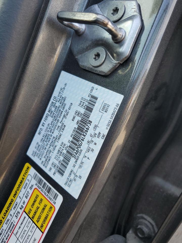 2020 Ford Fusion S VIN: 3FA6P0G76LR266738 Lot: 84891735