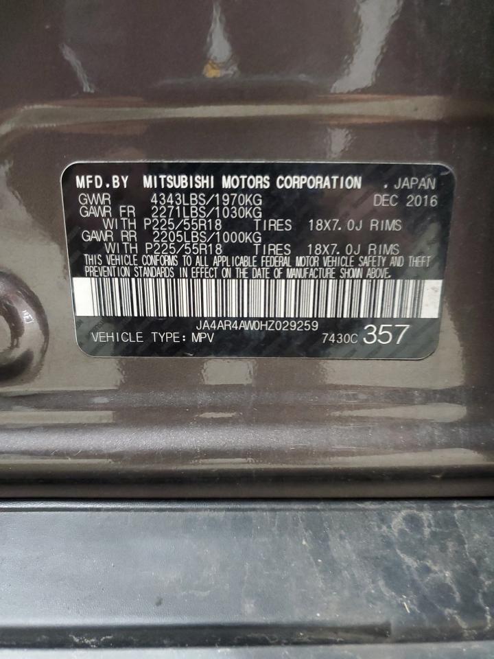 2017 Mitsubishi Outlander Sport Sel VIN: JA4AR4AW0HZ029259 Lot: 82339815