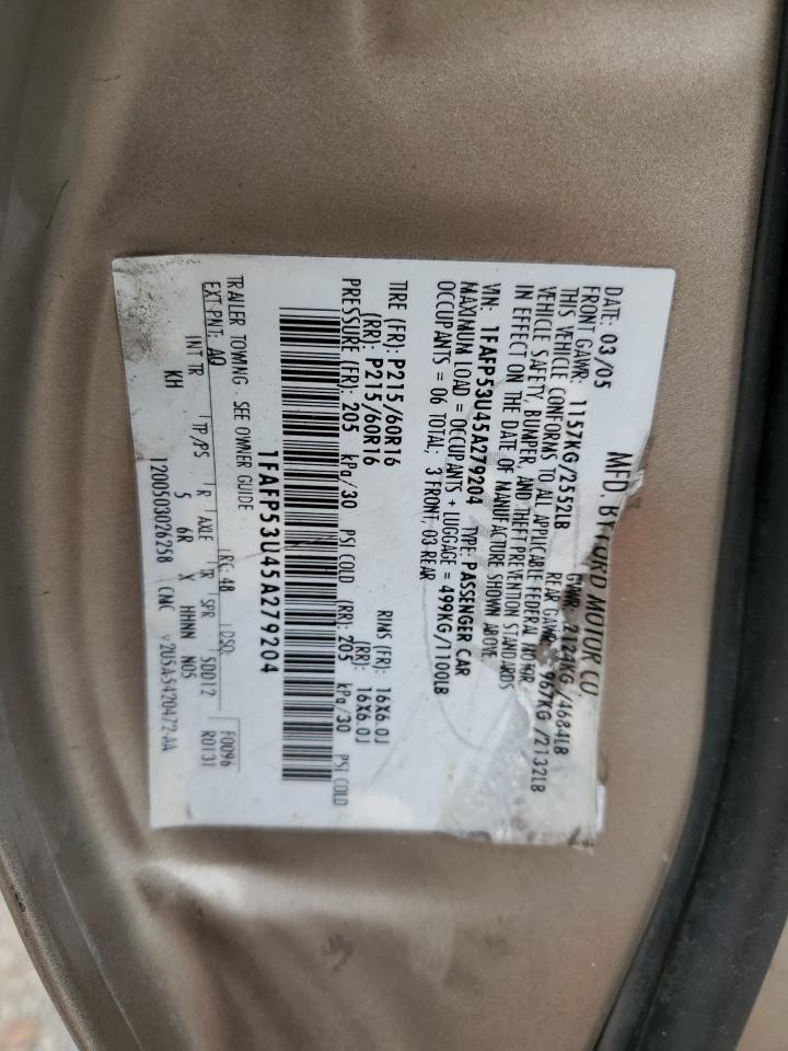 2005 Ford Taurus Se VIN: 1FAFP53U45A279204 Lot: 89885885