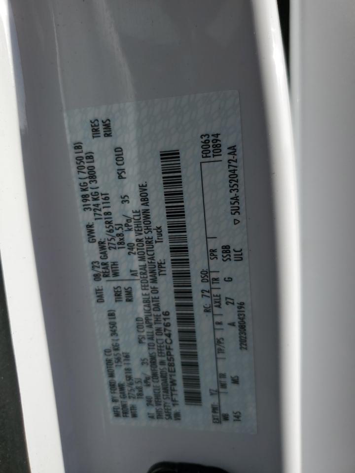 2023 Ford F150 Supercrew VIN: 1FTFW1E85PFC47616 Lot: 81960845