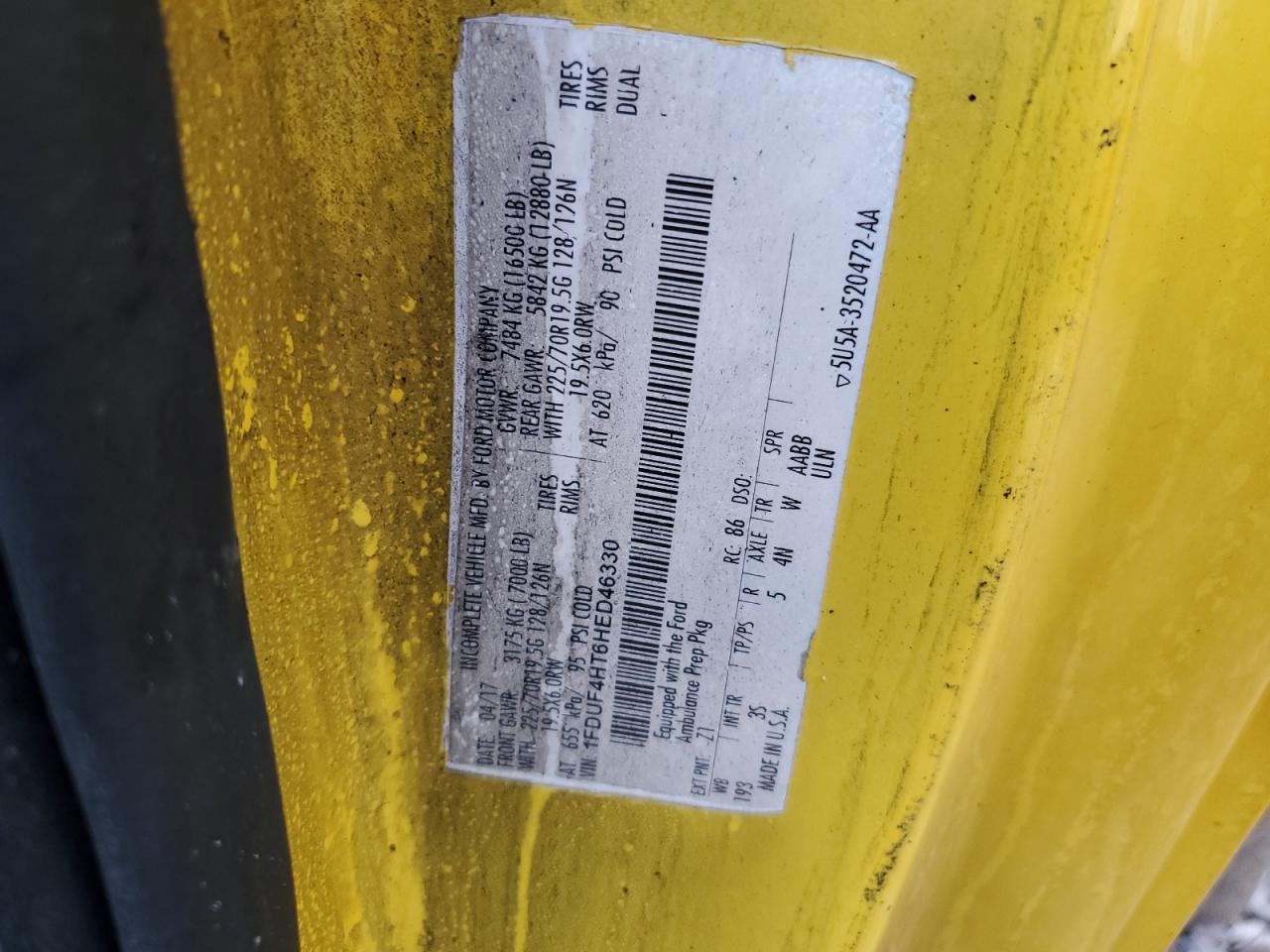 2017 Ford F450 Super Duty VIN: 1FDUF4HT6HED46330 Lot: 83900935