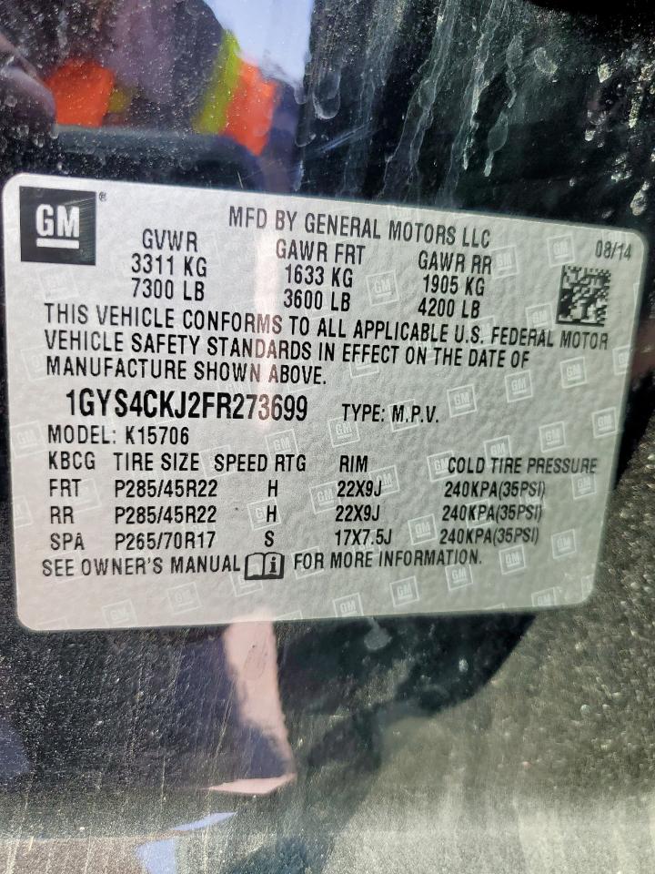 2015 Cadillac Escalade Premium VIN: 1GYS4CKJ2FR273699 Lot: 81581565