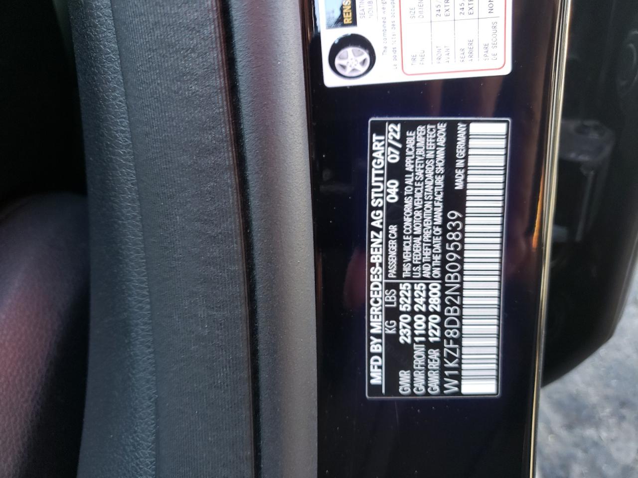 2022 Mercedes-Benz E 350 VIN: W1KZF8DB2NB095839 Lot: 86728795