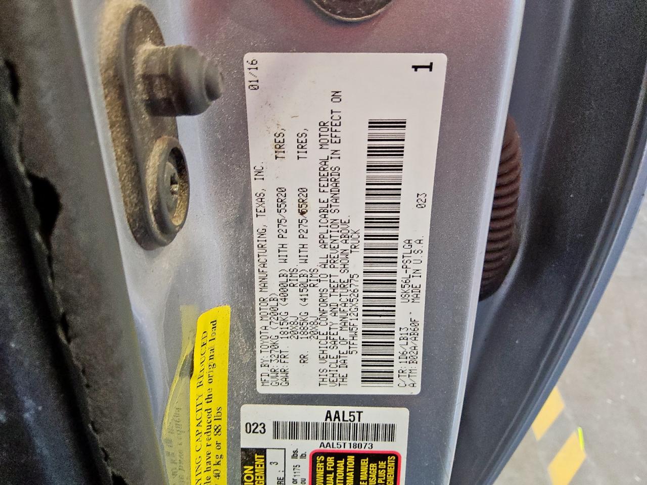 2016 Toyota Tundra Crewmax Limited VIN: 5TFHW5F12GX526775 Lot: 71536865