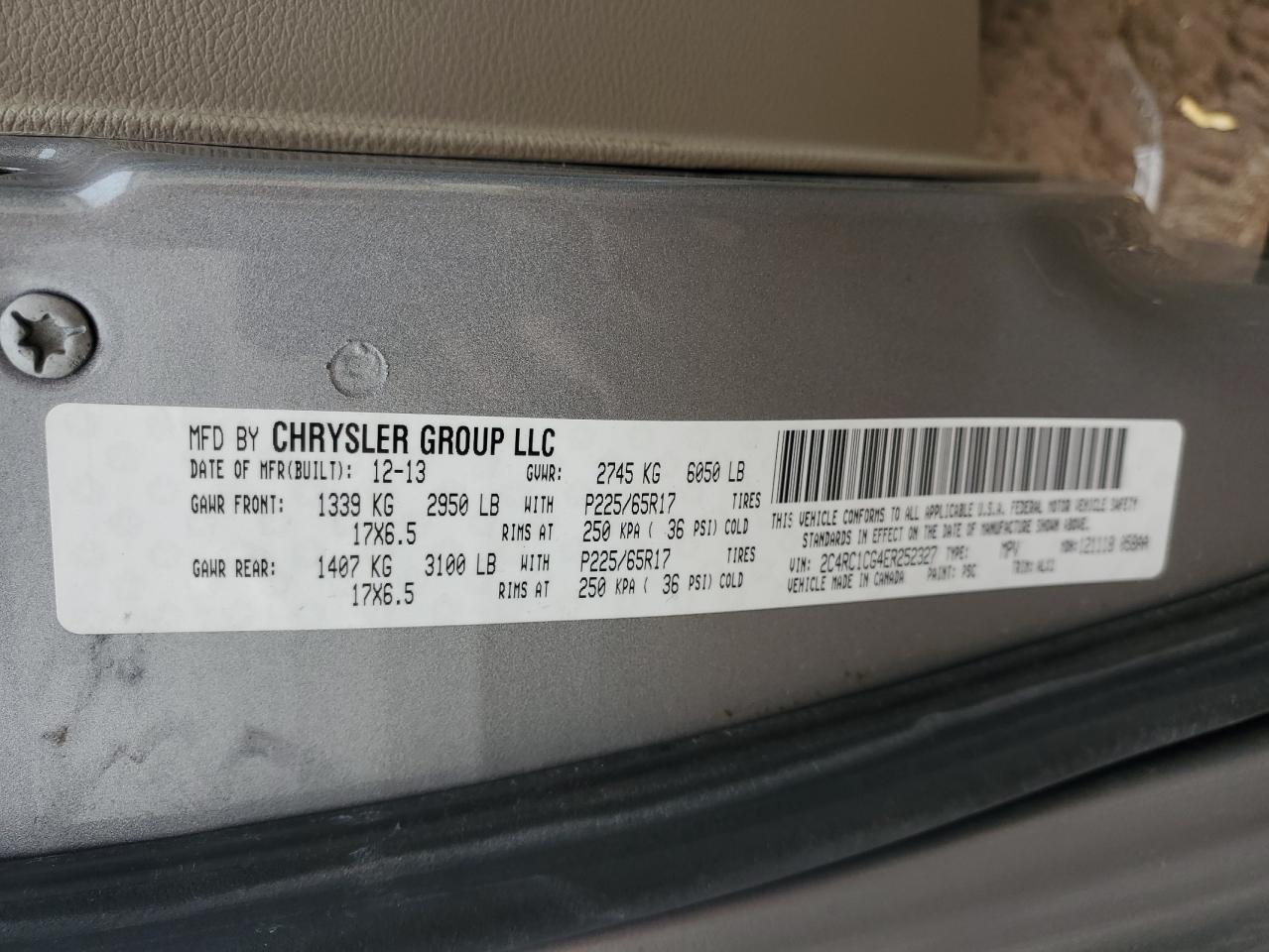 2014 Chrysler Town & Country Touring L VIN: 2C4RC1CG4ER252327 Lot: 82375805