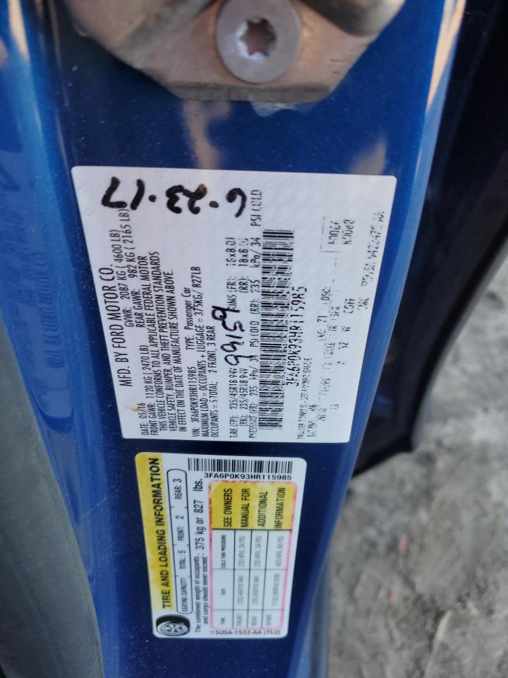 2017 Ford Fusion Titanium VIN: 3FA6P0K93HR115985 Lot: 87068415