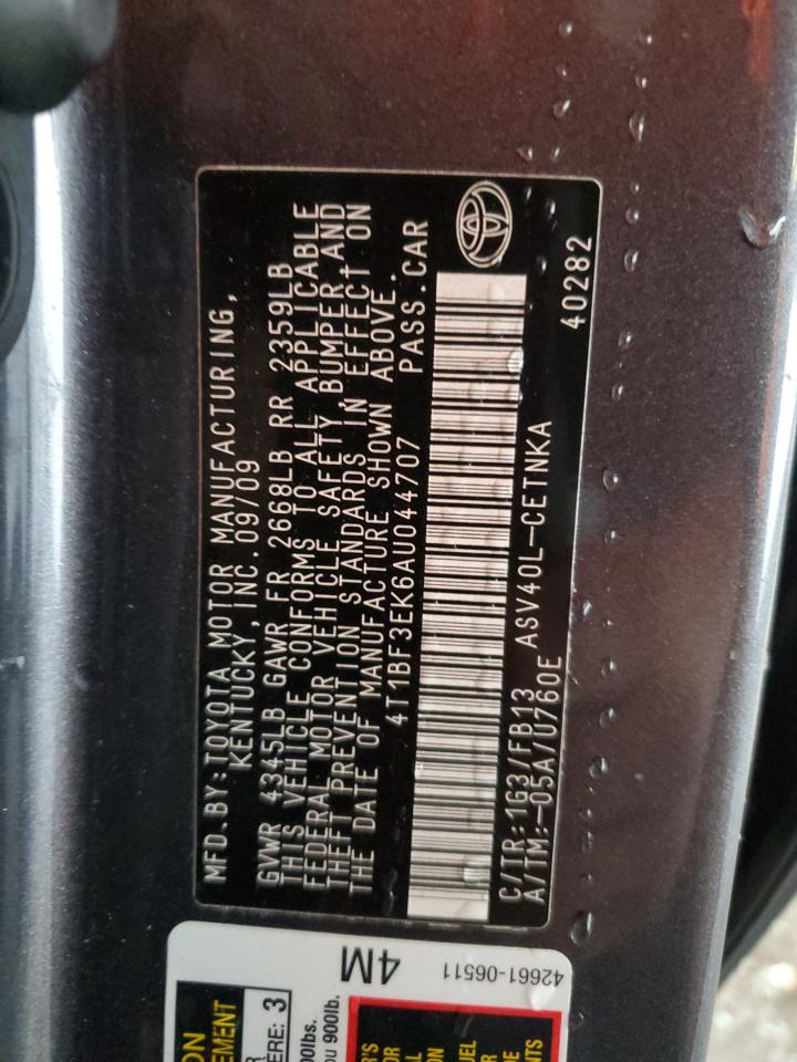 2010 Toyota Camry Base VIN: 4T1BF3EK6AU044707 Lot: 86487025