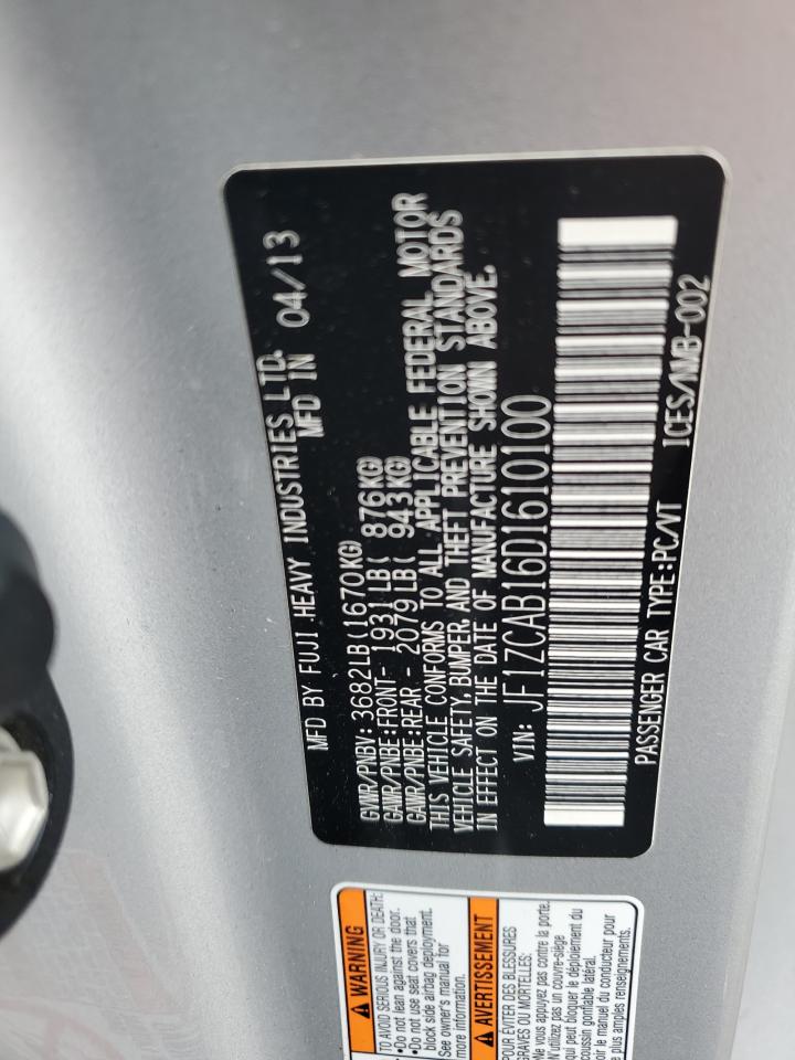 2013 Subaru Brz 2.0 Premium VIN: JF1ZCAB16D1610100 Lot: 85366105