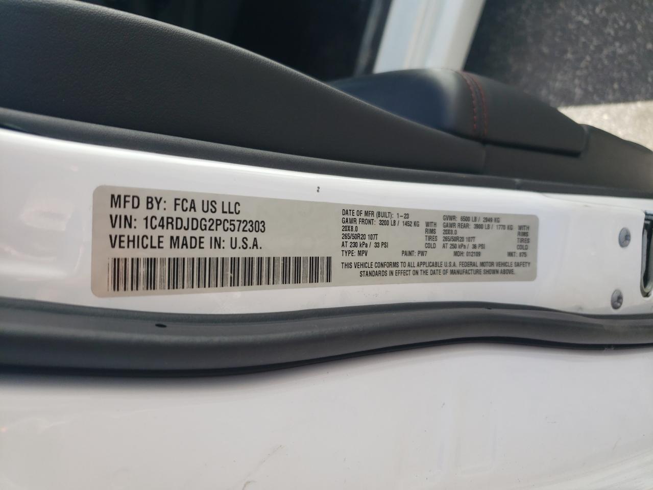 2023 Dodge Durango Gt VIN: 1C4RDJDG2PC572303 Lot: 82276955