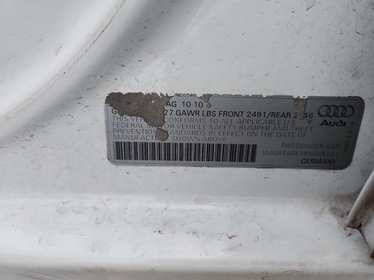 2011 Audi A4 Premium Plus VIN: WAUFFAFL1BN025721 Lot: 85941435