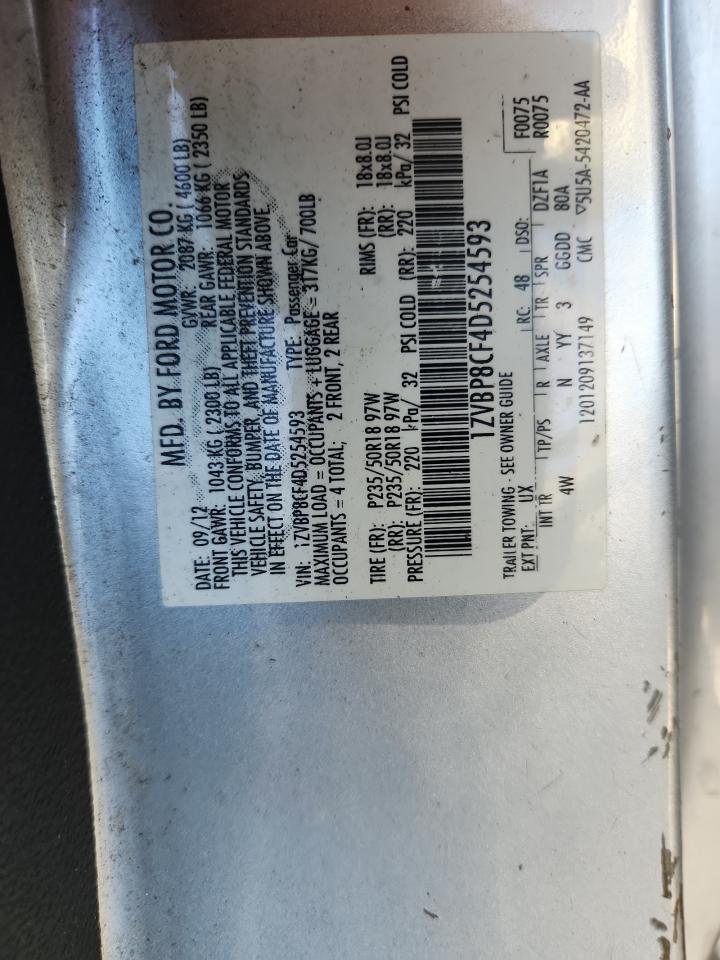 2013 Ford Mustang Gt VIN: 1ZVBP8CF4D5254593 Lot: 86713685