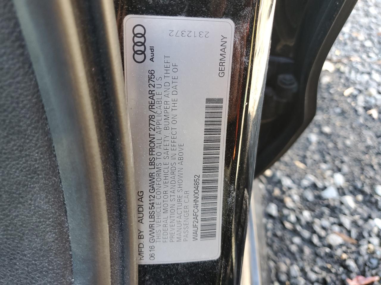 2017 Audi A6 Premium Plus VIN: WAUF2AFC4HN004852 Lot: 86995985