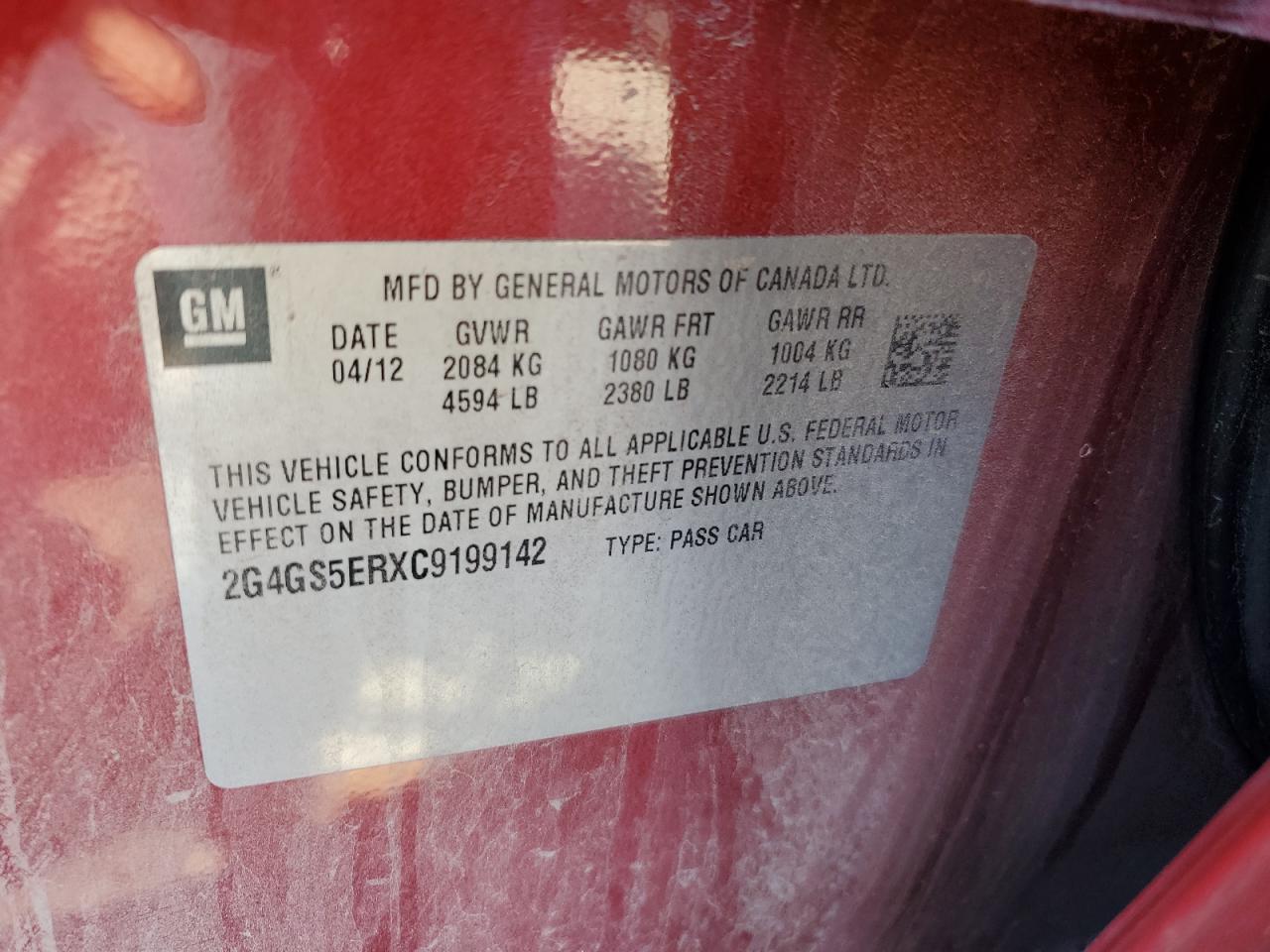 2012 Buick Regal Premium VIN: 2G4GS5ERXC9199142 Lot: 86740775