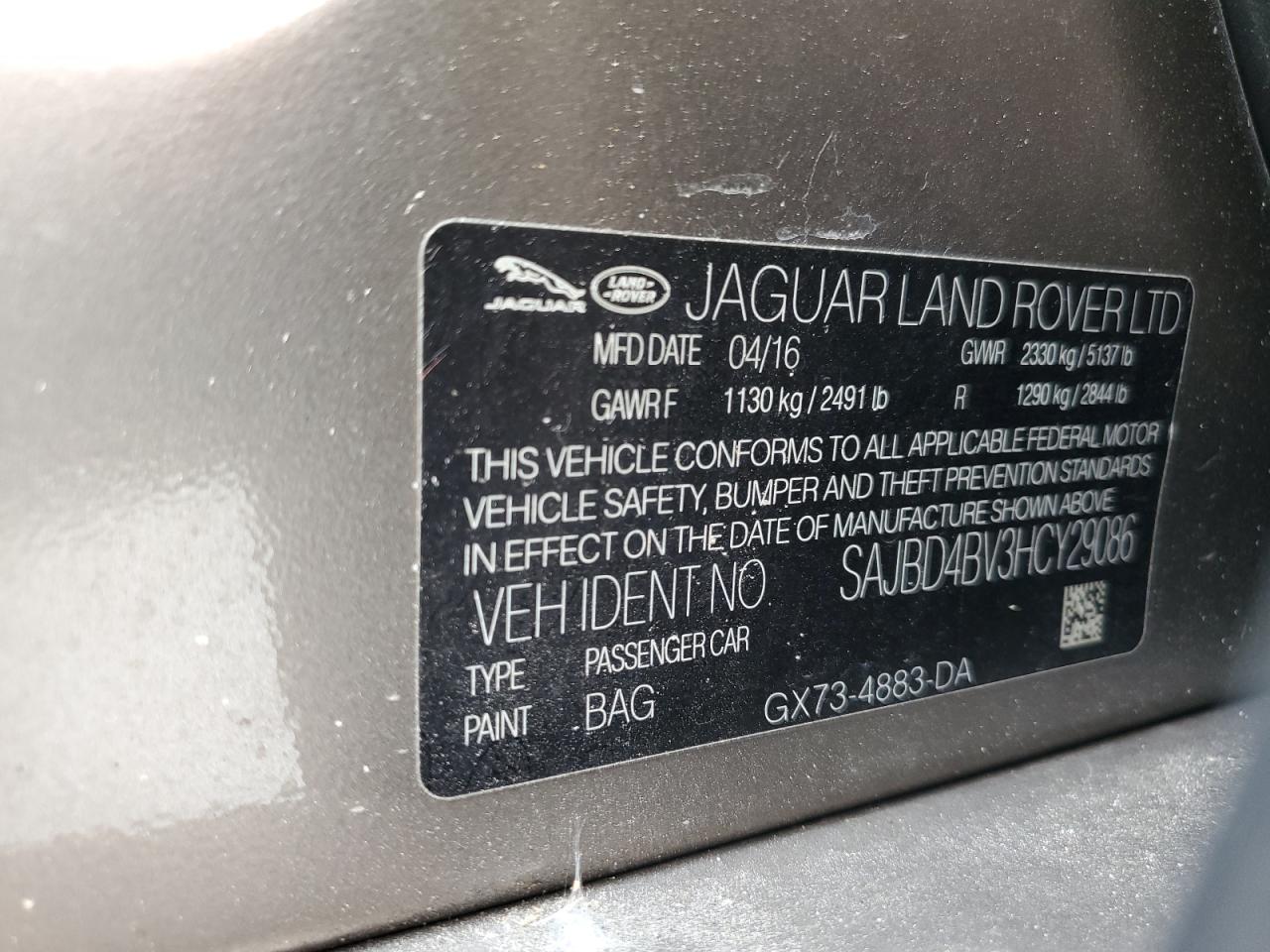 2017 Jaguar Xf Premium VIN: SAJBD4BV3HCY29086 Lot: 81974805