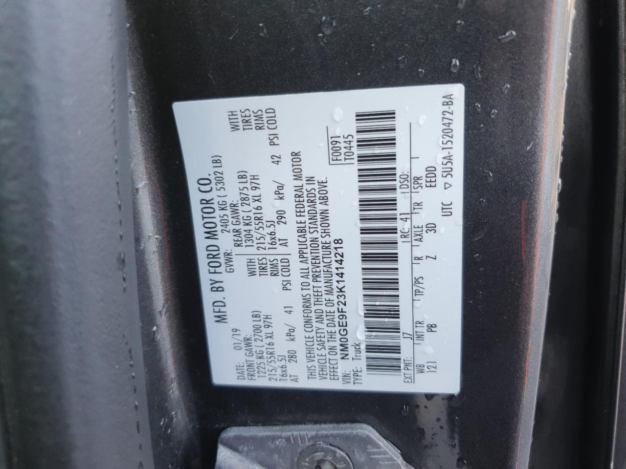 2019 Ford Transit Connect Xlt VIN: NM0GE9F23K1414218 Lot: 89504915