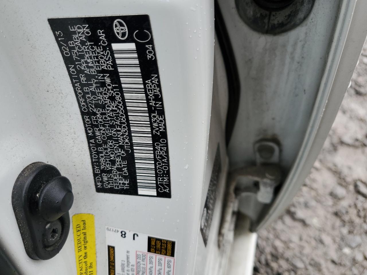 2013 Toyota Prius VIN: JTDKN3DU6D5608011 Lot: 90718755