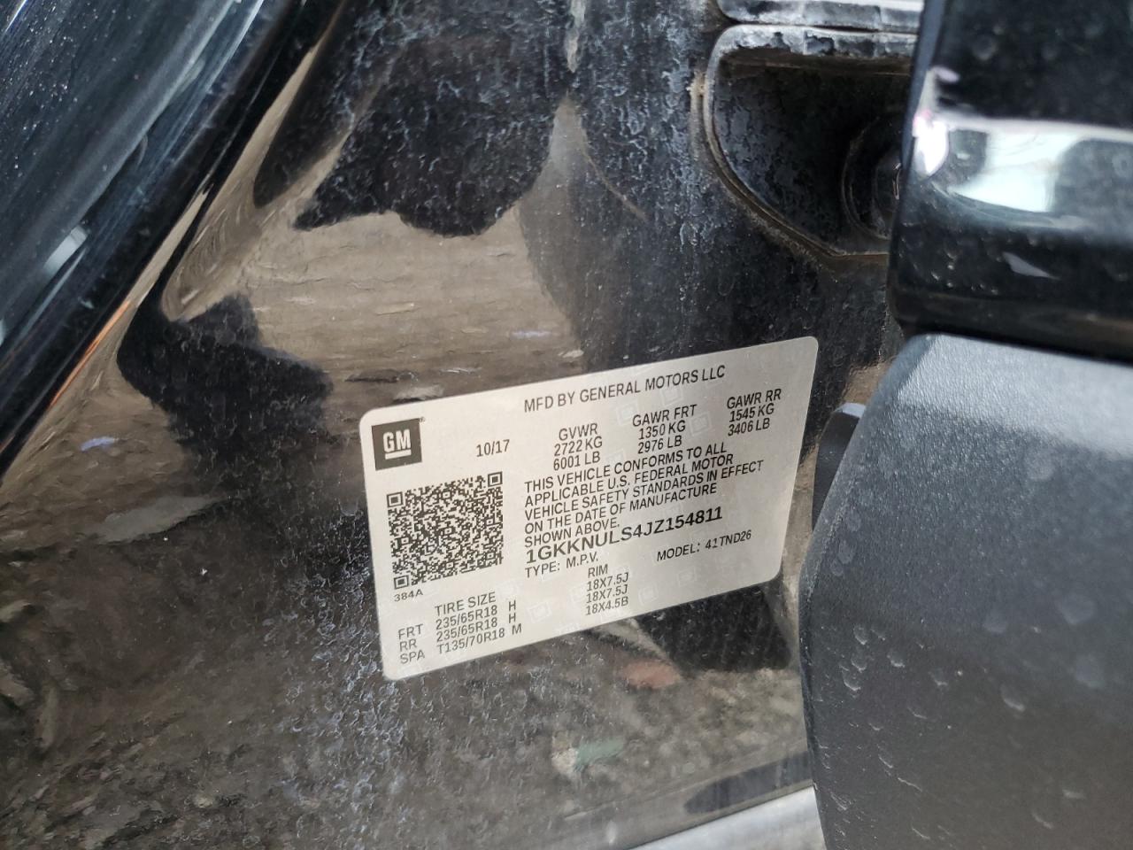 2018 GMC Acadia Slt-1 VIN: 1GKKNULS4JZ154811 Lot: 87042645