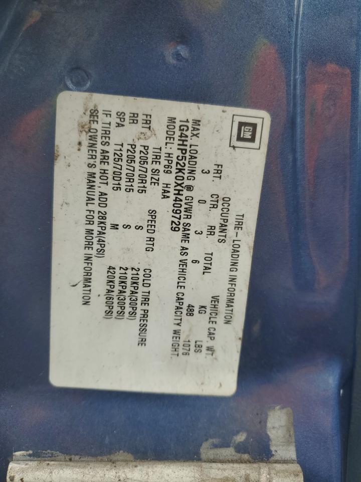 1999 Buick Lesabre Custom VIN: 1G4HP52K0XH409729 Lot: 85334785