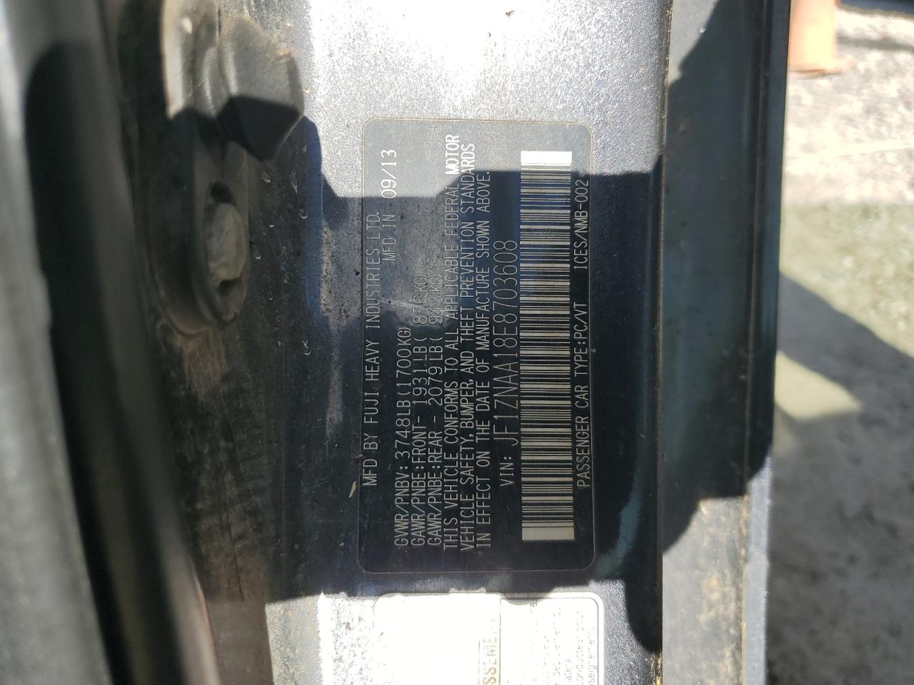 2014 Toyota Scion Fr-S VIN: JF1ZNAA18E8703608 Lot: 86587005