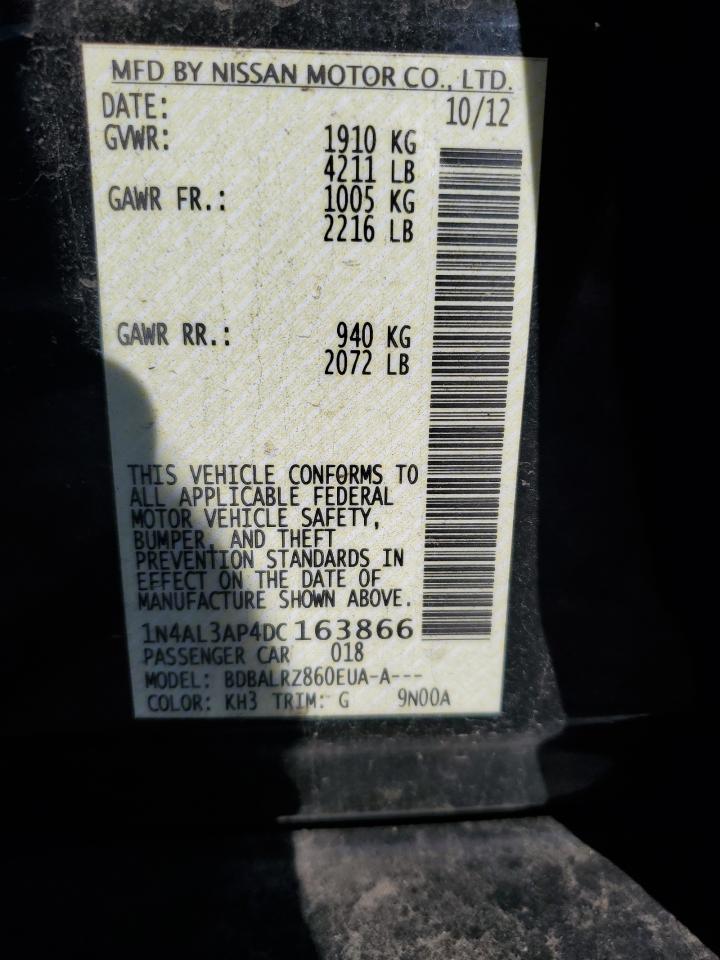 2013 Nissan Altima 2.5 VIN: 1N4AL3AP4DC163866 Lot: 86482255