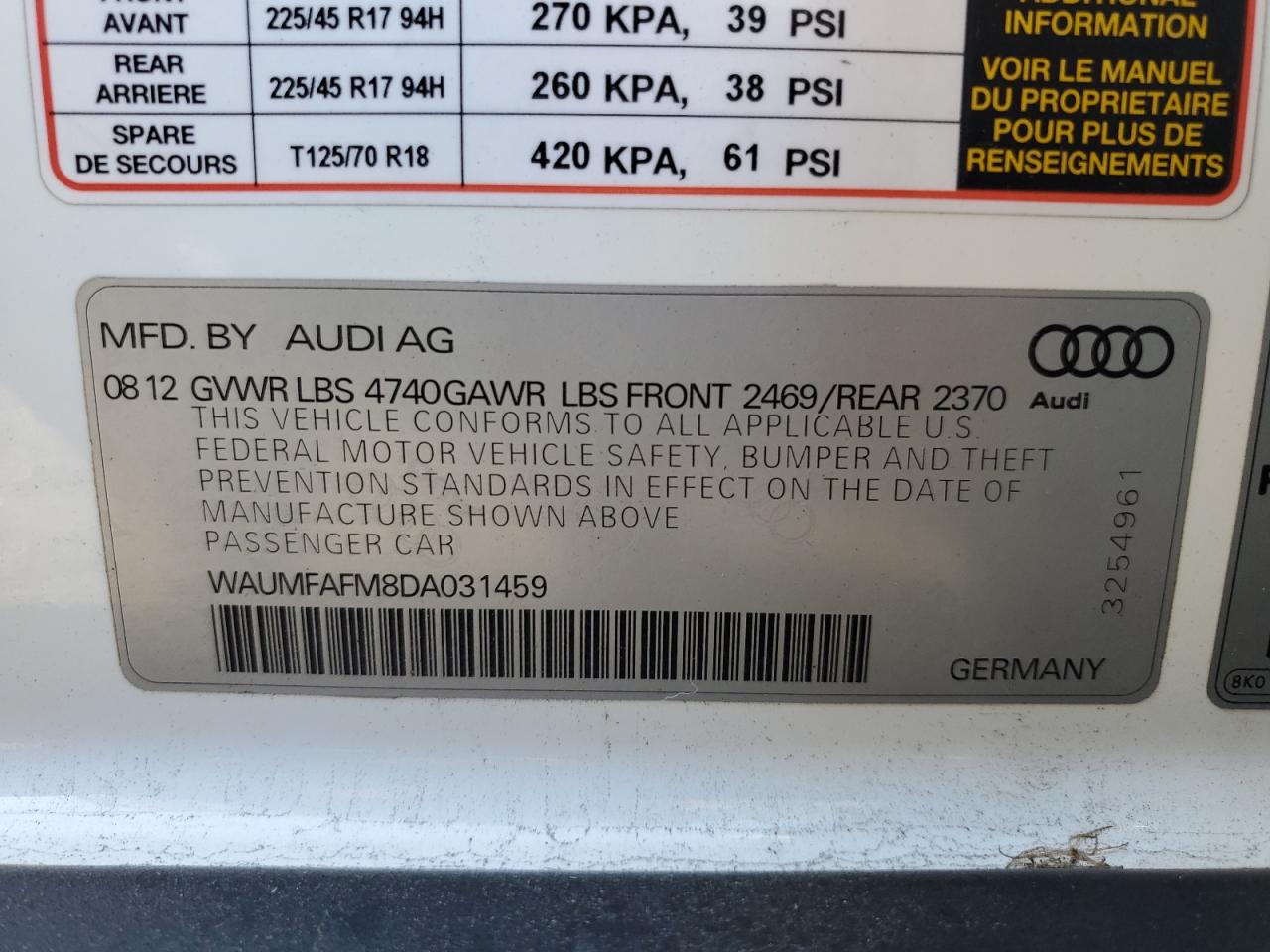 Фото: WAUMFAFM8DA031459