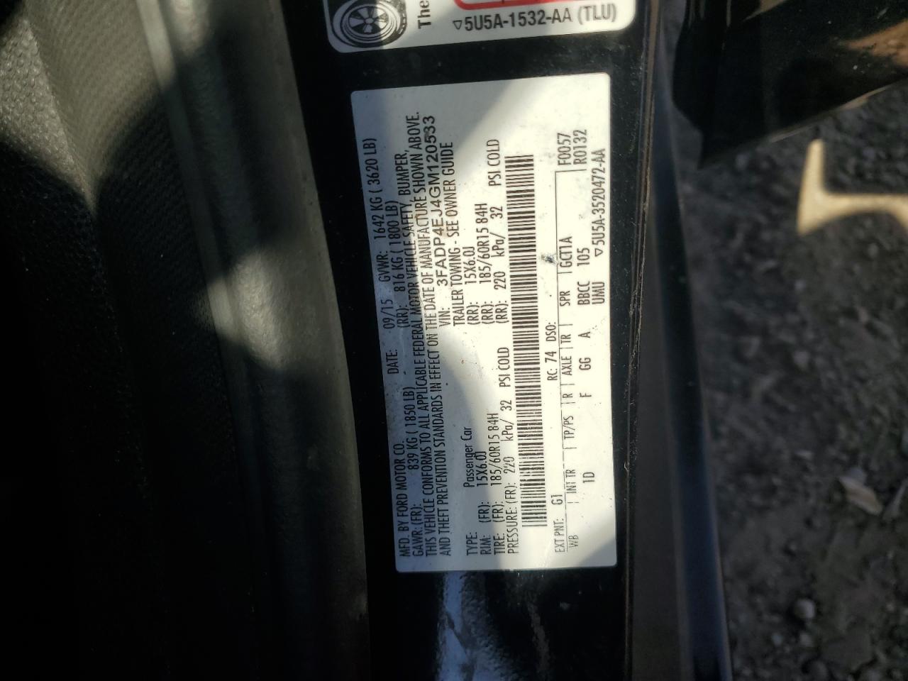 2016 Ford Fiesta Se VIN: 3FADP4EJ4GM120533 Lot: 85137905