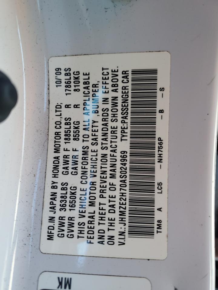 2010 Honda Insight Ex VIN: JHMZE2H70AS024969 Lot: 87423905