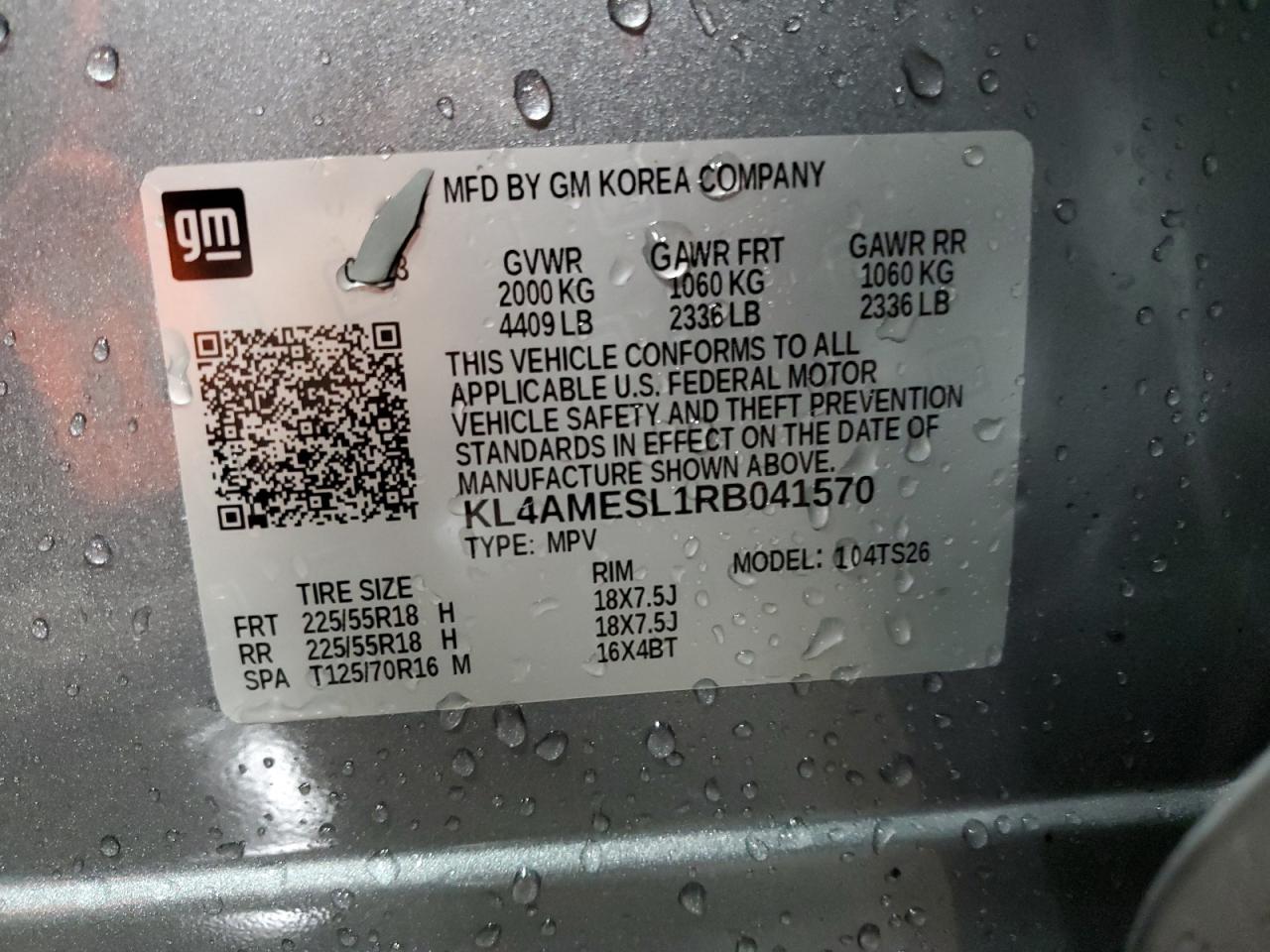 2024 Buick Encore Gx Sport Touring VIN: KL4AMESL1RB041570 Lot: 86827765