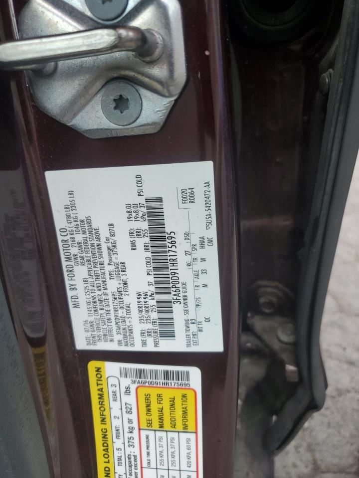 2017 Ford Fusion Titanium VIN: 3FA6P0D91HR175695 Lot: 84728215