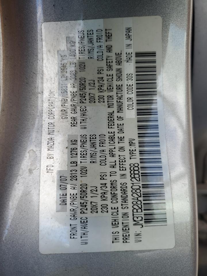 2008 Mazda Cx-9 VIN: JM3TB28A280126668 Lot: 85370015