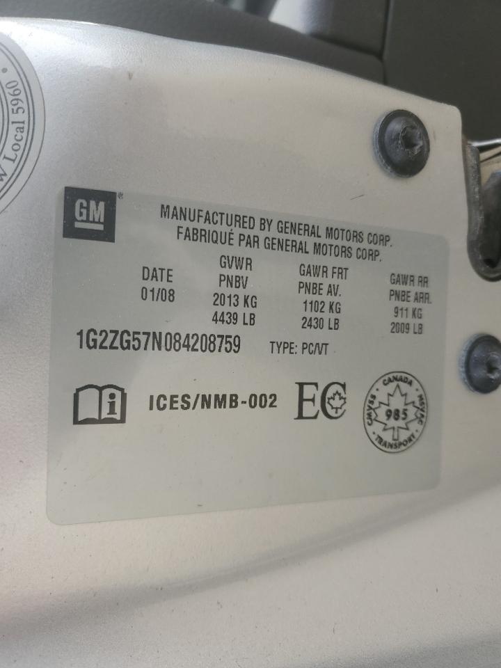 2008 Pontiac G6 Base VIN: 1G2ZG57N084208759 Lot: 90932665