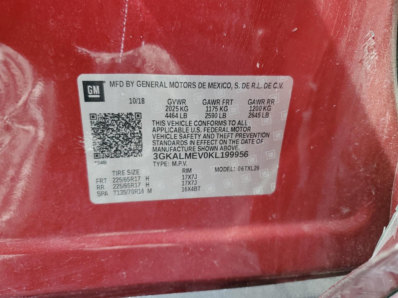 2019 GMC Terrain Sle VIN: 3GKALMEV0KL199956 Lot: 81985185