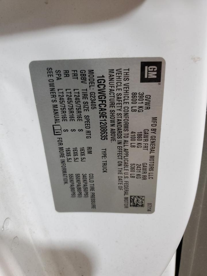 2014 Chevrolet Express G2500 VIN: 1GCWGFCA9E1208635 Lot: 89866635