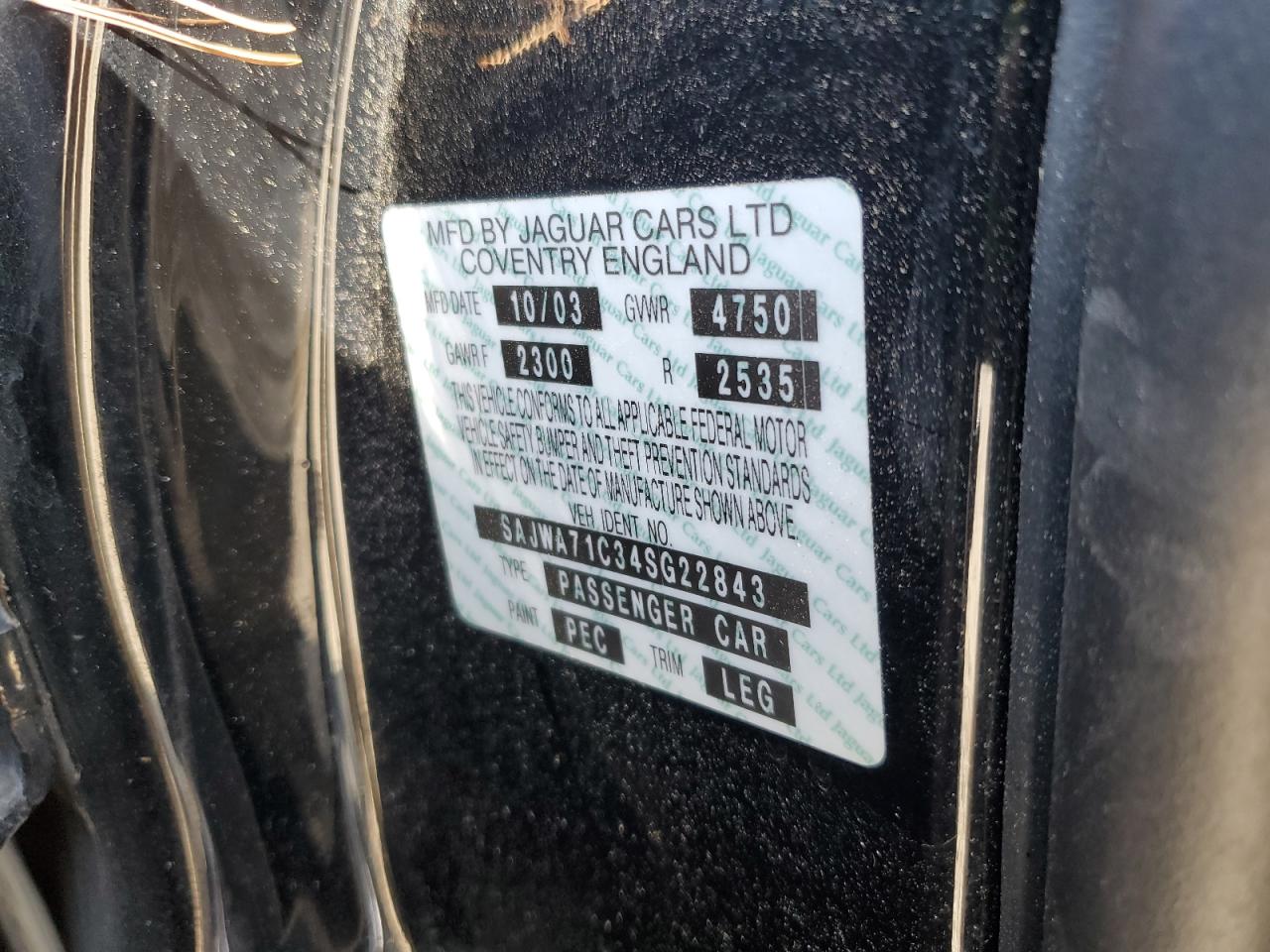 2004 Jaguar Xj8 VIN: SAJWA71C34SG22843 Lot: 90107965