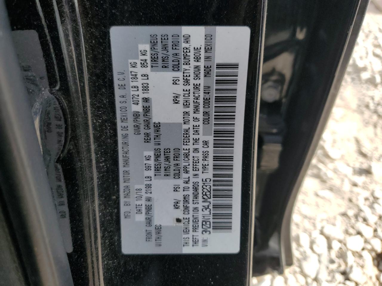 2018 Mazda 3 Touring VIN: 3MZBN1L34JM262315 Lot: 87251135