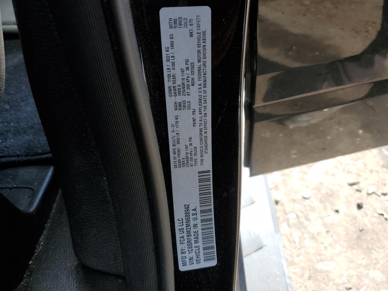 2021 Ram 1500 Big Horn/Lone Star VIN: 1C6SRFBM2MN688942 Lot: 89902085