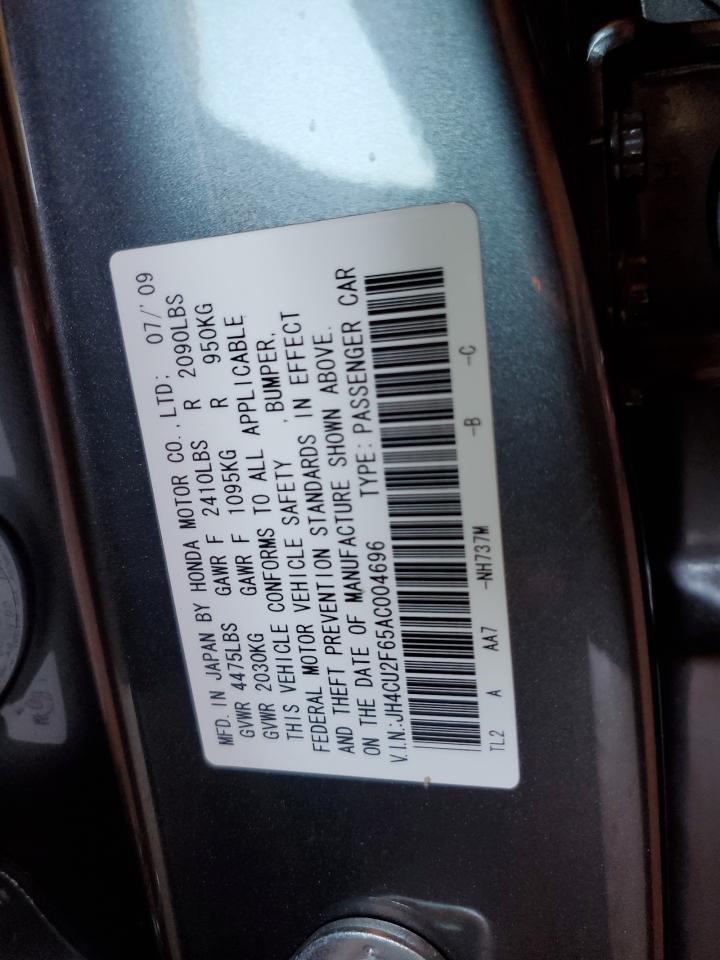 2010 Acura Tsx VIN: JH4CU2F65AC004696 Lot: 86239575