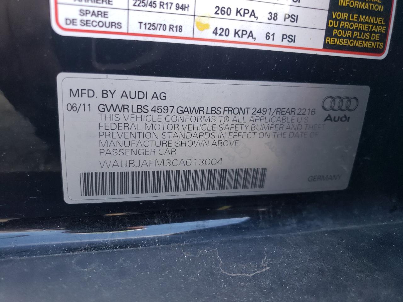 2012 Audi A3 Premium VIN: WAUBJAFM3CA013004 Lot: 87115525