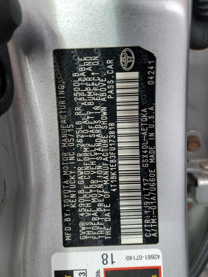 2015 Toyota Avalon Xle VIN: 4T1BK1EB3FU173818 Lot: 89857455