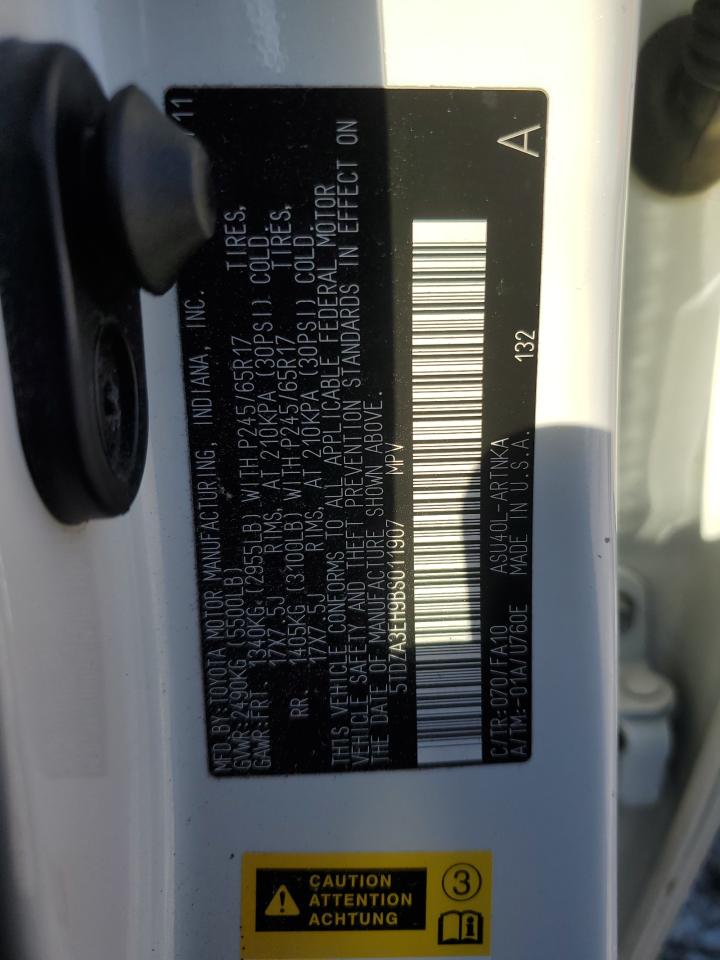 2011 Toyota Highlander Base VIN: 5TDZA3EH9BS011907 Lot: 82243075