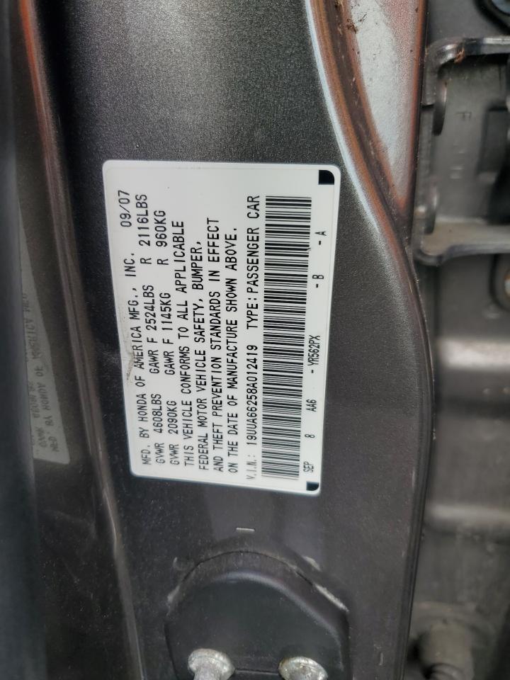 2008 Acura Tl VIN: 19UUA66258A012419 Lot: 86301775