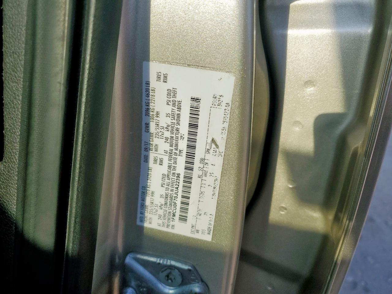 2018 Ford Escape S VIN: 1FMCU0F70JUA22396 Lot: 85937455