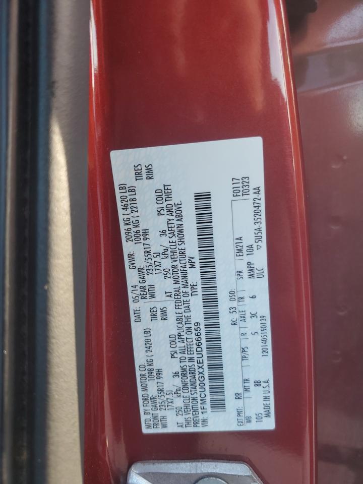 2014 Ford Escape Se VIN: 1FMCU0GXXEUD66659 Lot: 80753195