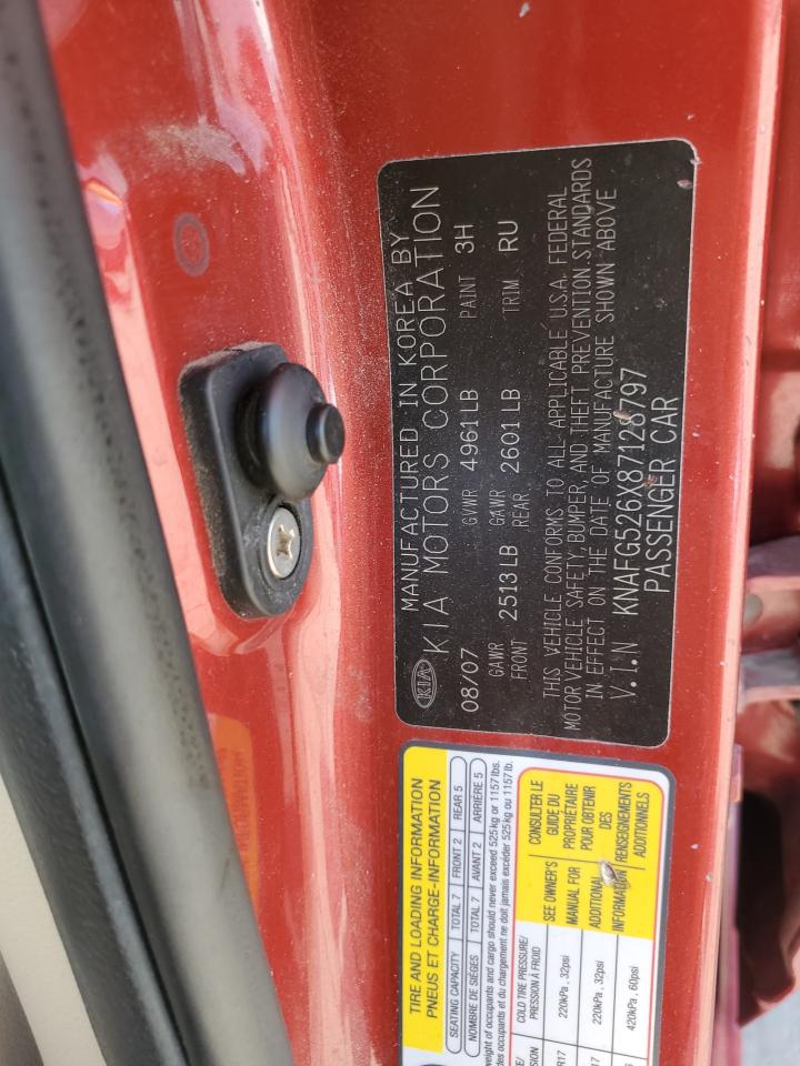 2008 Kia Rondo Lx VIN: KNAFG526X87128797 Lot: 82712585