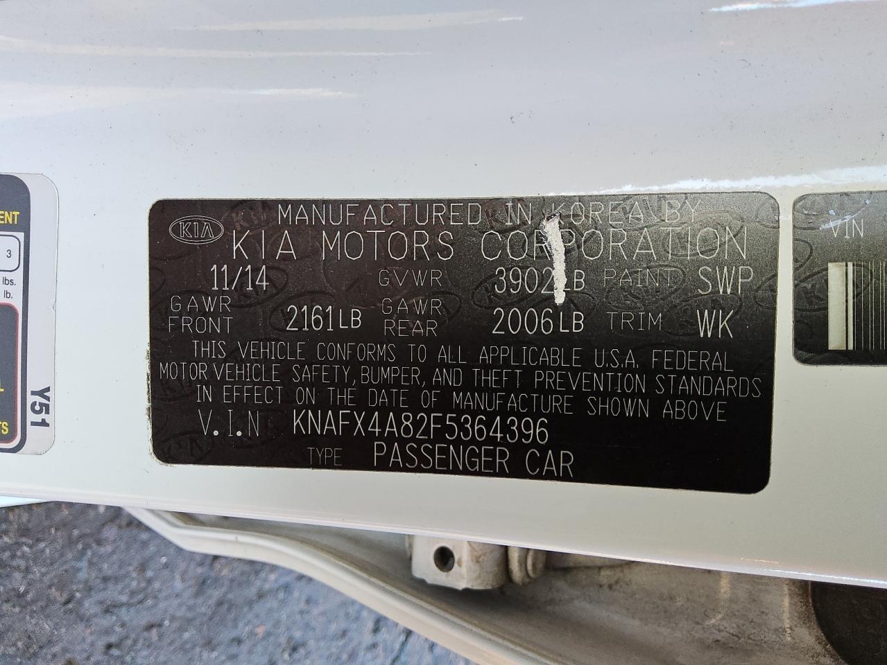 2015 Kia Forte Ex VIN: KNAFX4A82F5364396 Lot: 94129485