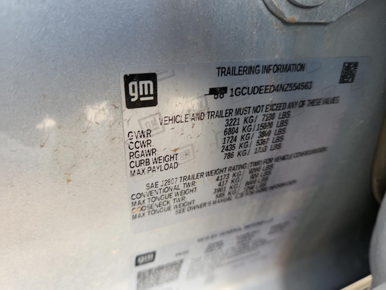 2022 Chevrolet Silverado K1500 Rst VIN: 1GCUDEED4NZ554563 Lot: 85481895