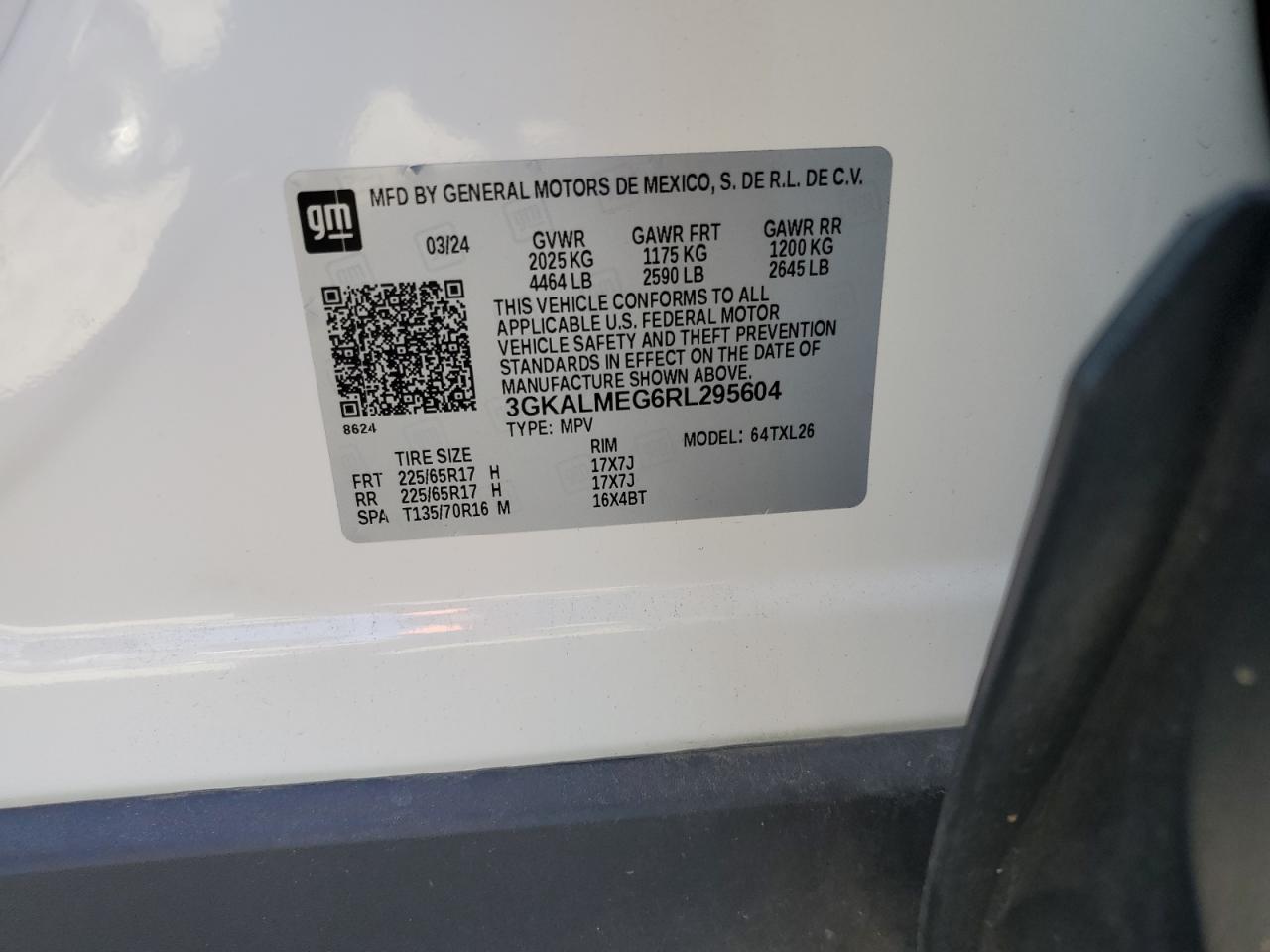 2024 GMC Terrain Sle VIN: 3GKALMEG6RL295604 Lot: 89528455