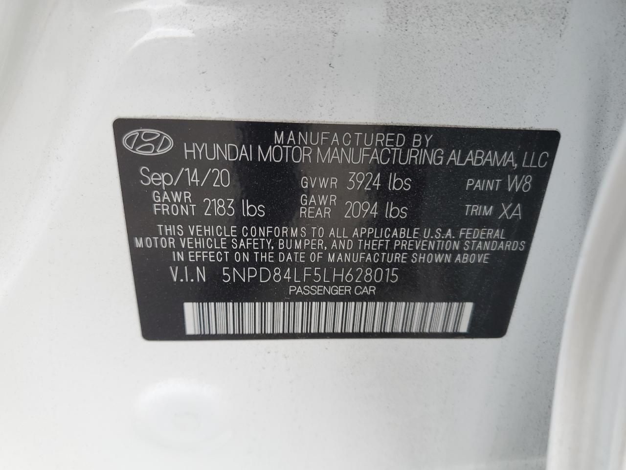 2020 Hyundai Elantra Sel VIN: 5NPD84LF5LH628015 Lot: 82320975