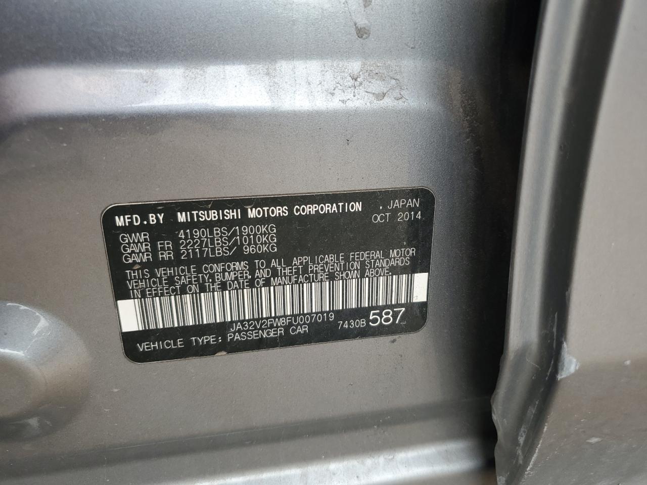 2015 Mitsubishi Lancer Se VIN: JA32V2FW8FU007019 Lot: 82608405