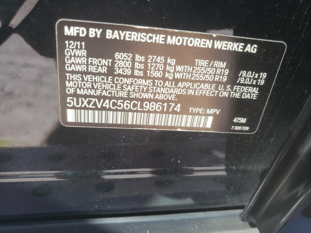 2012 BMW X5 xDrive35I VIN: 5UXZV4C56CL986174 Lot: 82378665